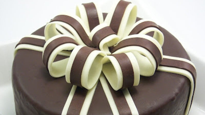 Spiced Chocolate Torte Wrapped in Chocolate Ribbons